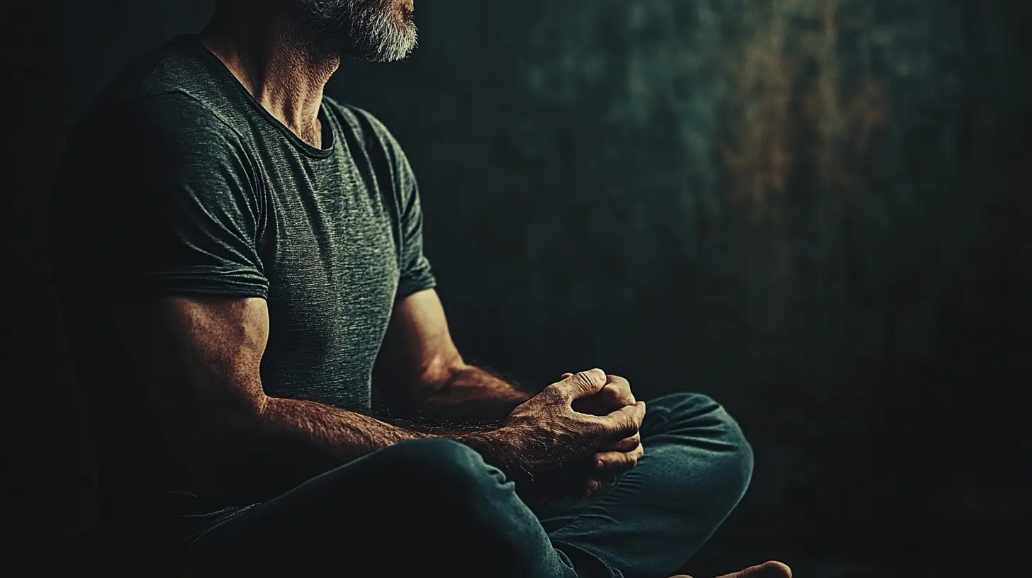 Muž a žena sedící v meditaci v klidném prostoru, soustředěný dech a vnitřní ticho – symbol meditace, vědomí a hlubokého zklidnění